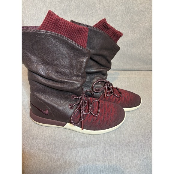 Women's Nike Roshe Two HI Flyknit Sneaker Boot, 861708 600 Sz  6 Deep burgundy - Picture 13 of 14